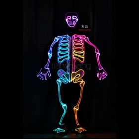 Full color change led light halloween costume skeleton ghost suit